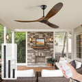 60 Inch Outdoor Ceiling Fan Without Light, 3 Blade Farmhouse Ceiling Fans with Quiet Reversible DC Motor, Wood Propeller Ceiling Fan for Living Room Bedroom Porch Exterior Patio Porch
