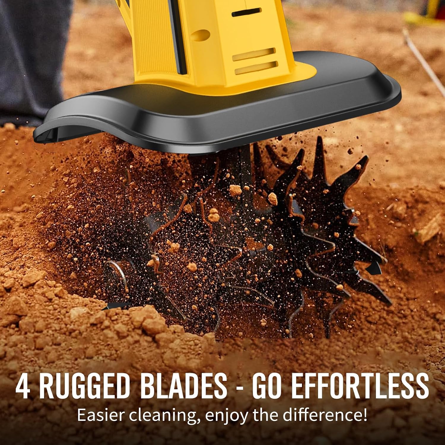 Powerful Cordless Tiller Cultivator with 720RPM Brushless Motor, 2x5.0Ah Batteries&1.5A Fast Charger, 10In Tilling Width and 7In Depth, Super Power Electric Garden Tiller Battery Powered