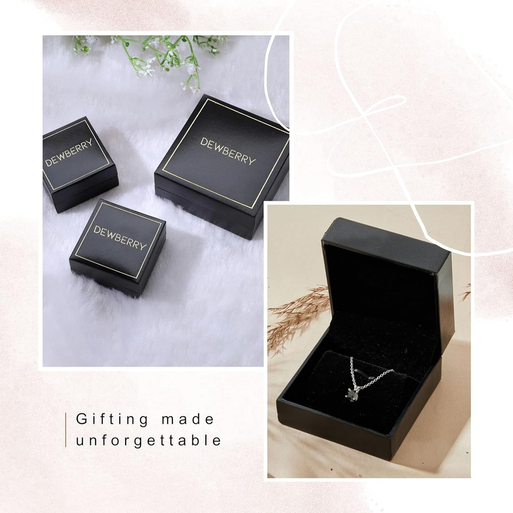 DEWBERRY 1/4 cttw to 2.00 cttw Round Black Diamond Solitaire Pendant Necklace for Women Men | 4 Prong Lobster Lock 18' Cable Chain Necklace in 14KT White or Yellow Gold Plating 925 Silver Pendant
