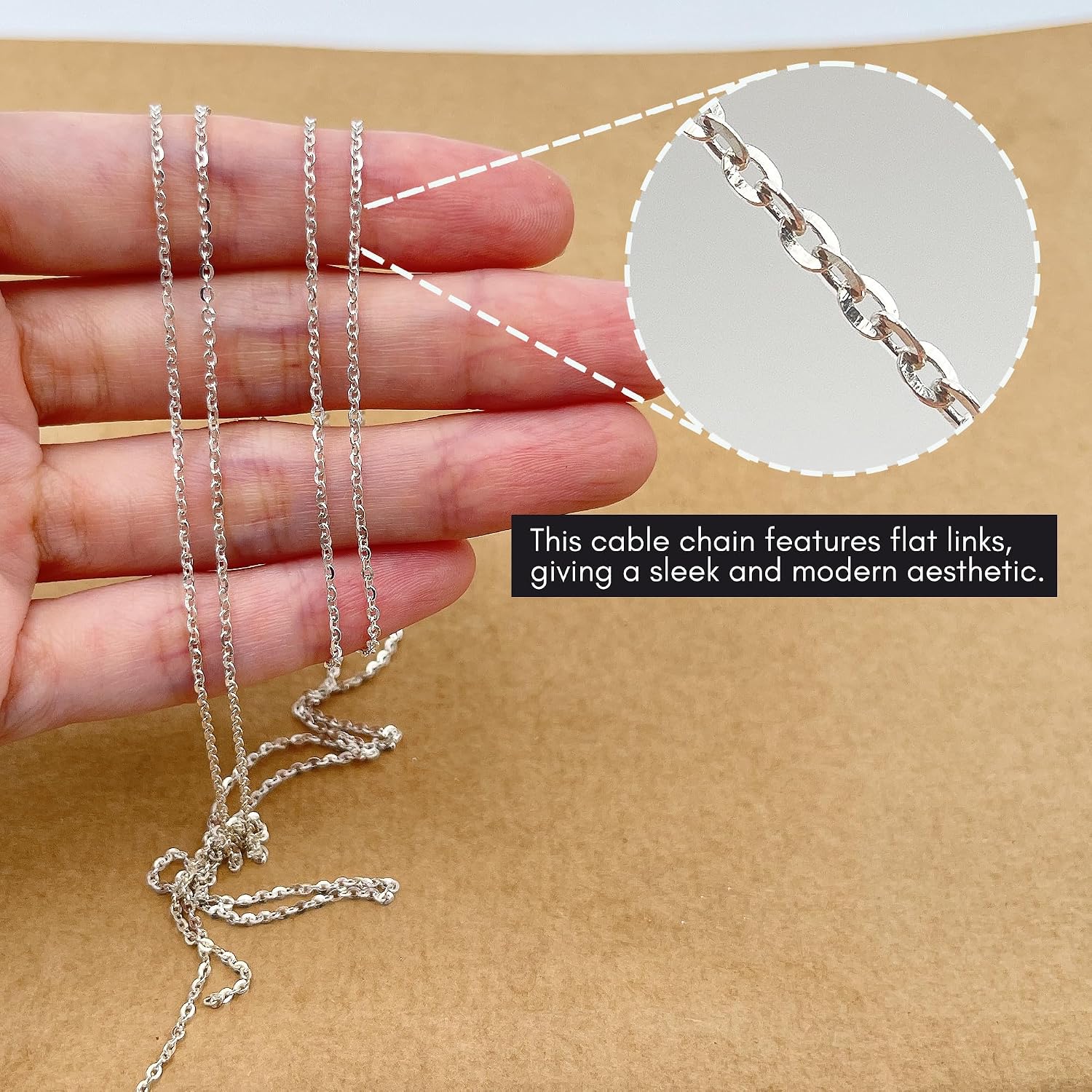 Gryrigns 15Feet 1.4mm 925 Sterling Silver Flat Cable Chain Link Bulk for DIY Craft Jewelry Making (13.72 Grams)