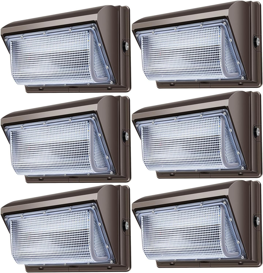 ledmo 120W LED Wall Pack Light - Size Update 6 Pack Dusk to Dawn Outdoor Lighting with Photocell Commercial Industrial Lights for Bay,Shop,Garage,Barn,Warehouse,Building,Yard 5000K