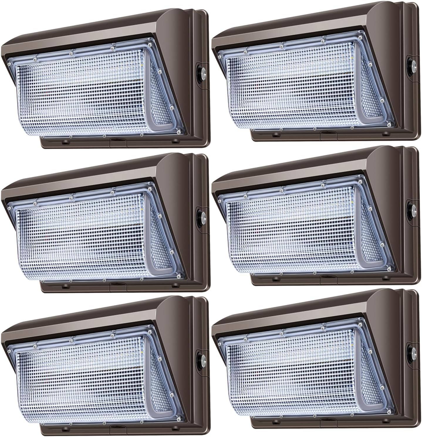ledmo 120W LED Wall Pack Light - Size Update 6 Pack Dusk to Dawn Outdoor Lighting with Photocell Commercial Industrial Lights for Bay,Shop,Garage,Barn,Warehouse,Building,Yard 5000K