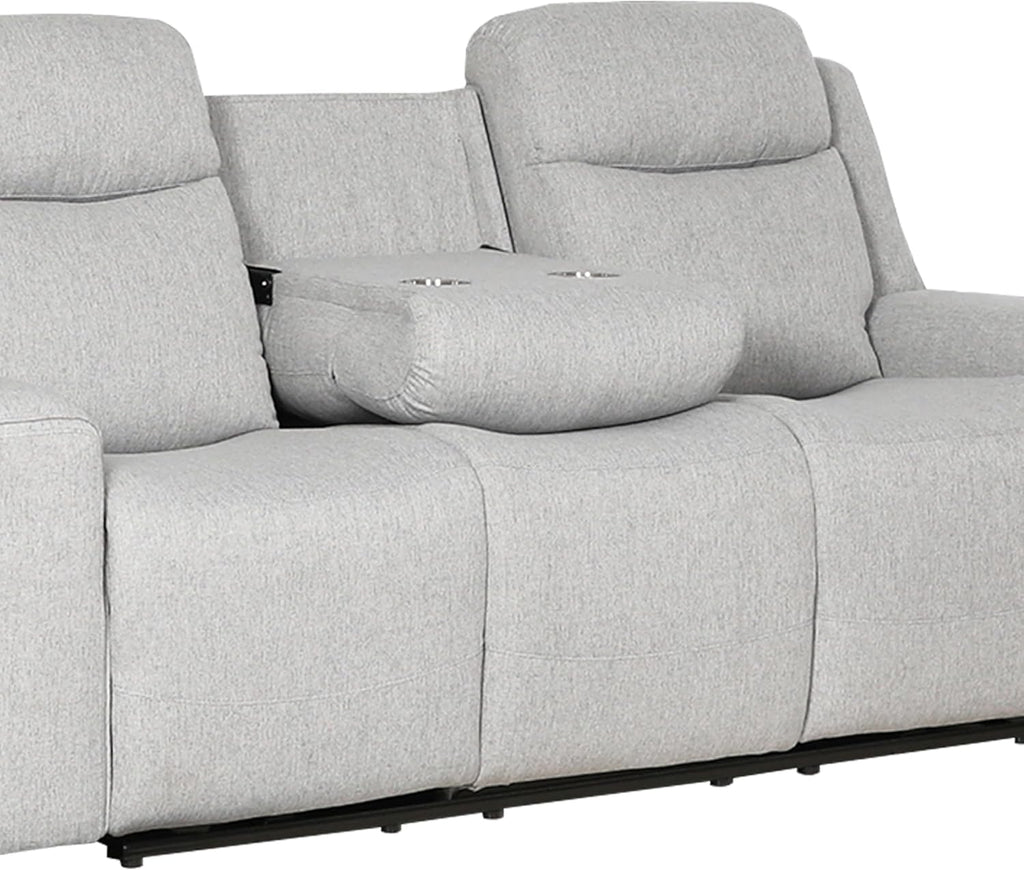 AC Pacific Amelia Upholstered Recliner Sofa with Dropdown Console and Cup Holders, Living Room Furniture with Stylish, Comfortable, and Versatile Design for Modern Homes, White