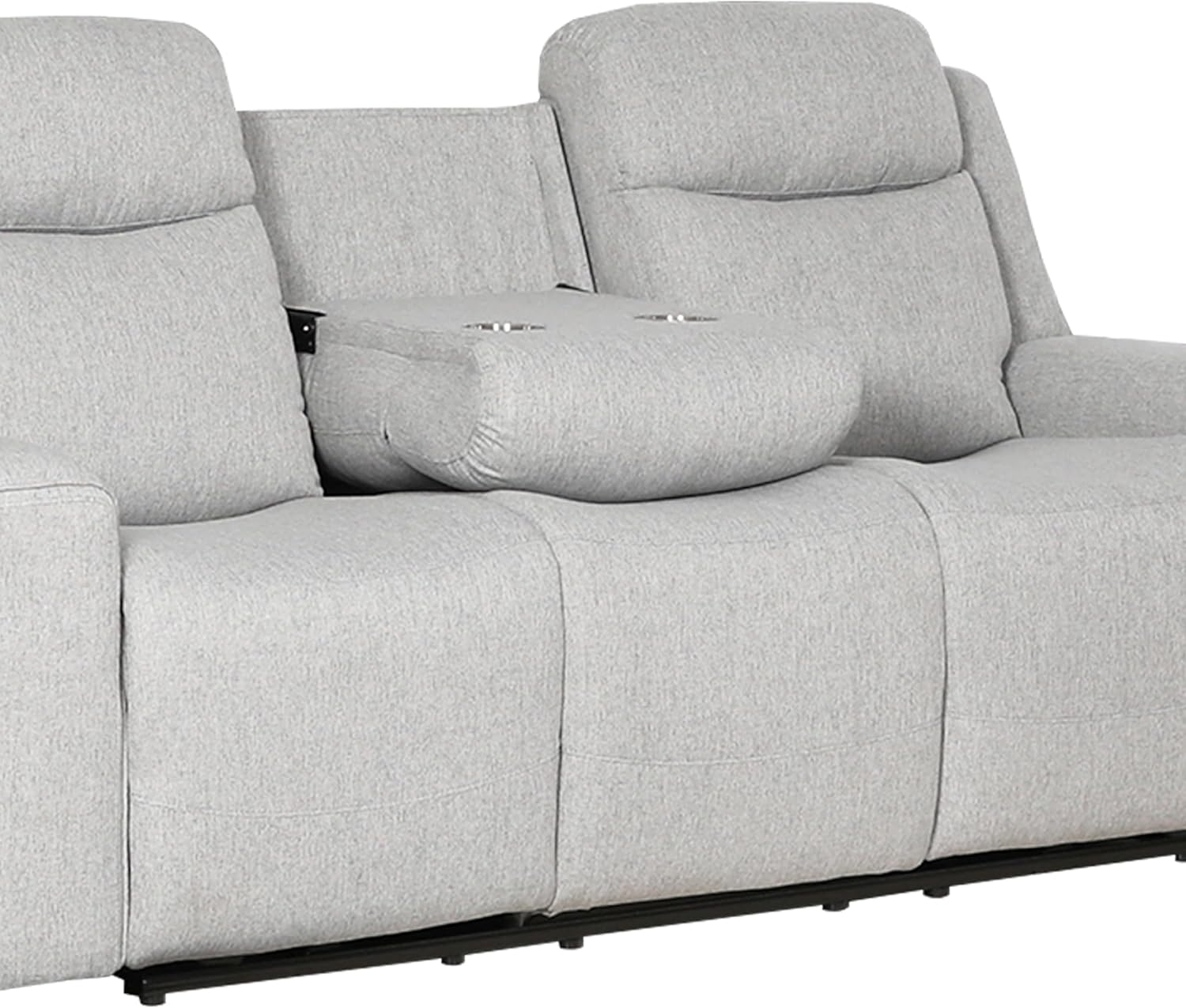 AC Pacific Amelia Upholstered Recliner Sofa with Dropdown Console and Cup Holders, Living Room Furniture with Stylish, Comfortable, and Versatile Design for Modern Homes, White