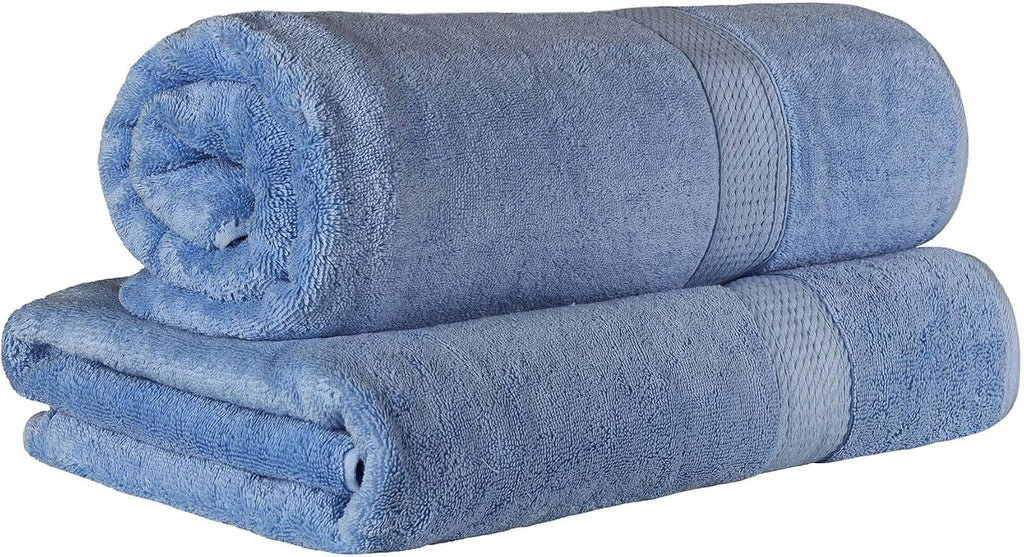SUPERIOR Egyptian Cotton Pile Heavyweight Bath Sheet, 2 Piece Set, | Highly Absorbent, Ultra Soft Luxury 800 GSM Towel Set for Bathroom, Shower, Hotel Essentials Oversize Plush Madeline Towels