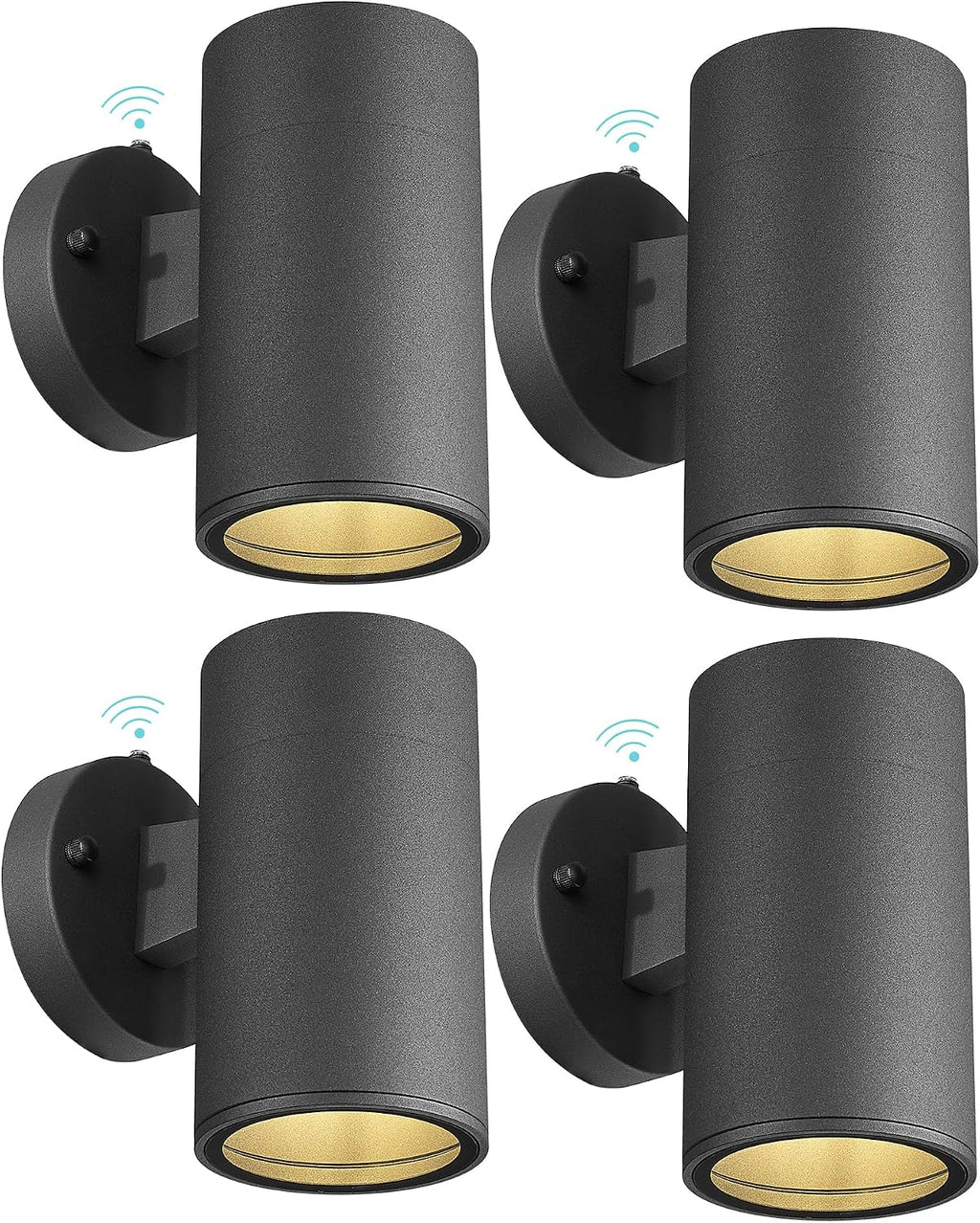 Ken & Ricky Dusk to Dawn Wall Lights, Matte Black Outdoor Porch Light, Modern Outdoor Wall Sconce with Tempered Glass Cover for Porch Garage Patio Doorway Entryway -4 Pack
