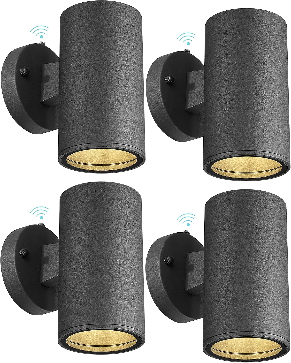 Ken & Ricky Dusk to Dawn Wall Lights, Matte Black Outdoor Porch Light, Modern Outdoor Wall Sconce with Tempered Glass Cover for Porch Garage Patio Doorway Entryway -4 Pack