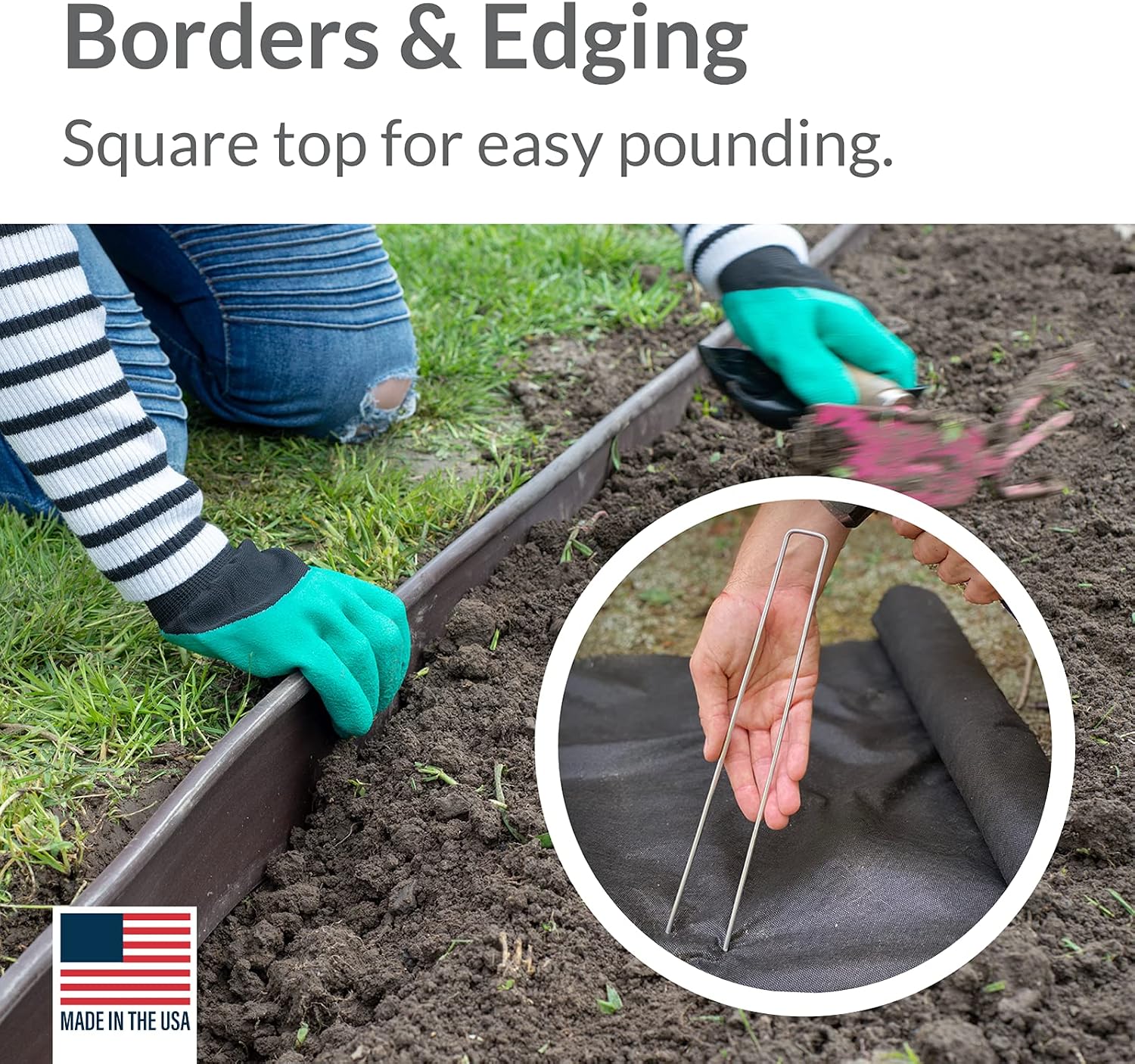 Pinnacle Mercantile Garden Stakes 12 Inch 9 Gauge Galvanized Steel Landscape Staples, Heavy Duty Landscape Fabric Stakes 500 Pack for Weed Barrier, Sod, Edging, Fencing and Drip Irrigation Made in USA