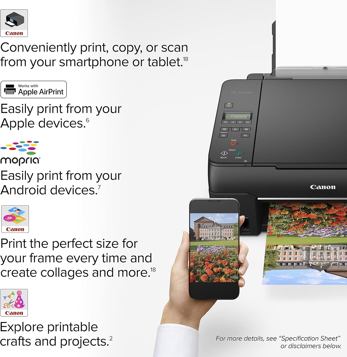 Canon PIXMA G620 Wireless MegaTank Photo All-in-One Printer [Print, Copy, Scan], Black,Works with Alexa