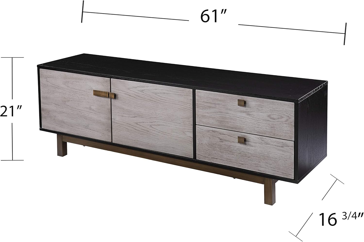 SEI Furniture Enderly w/Storage Media Console, Grey/Black (AMZ3146901SM)