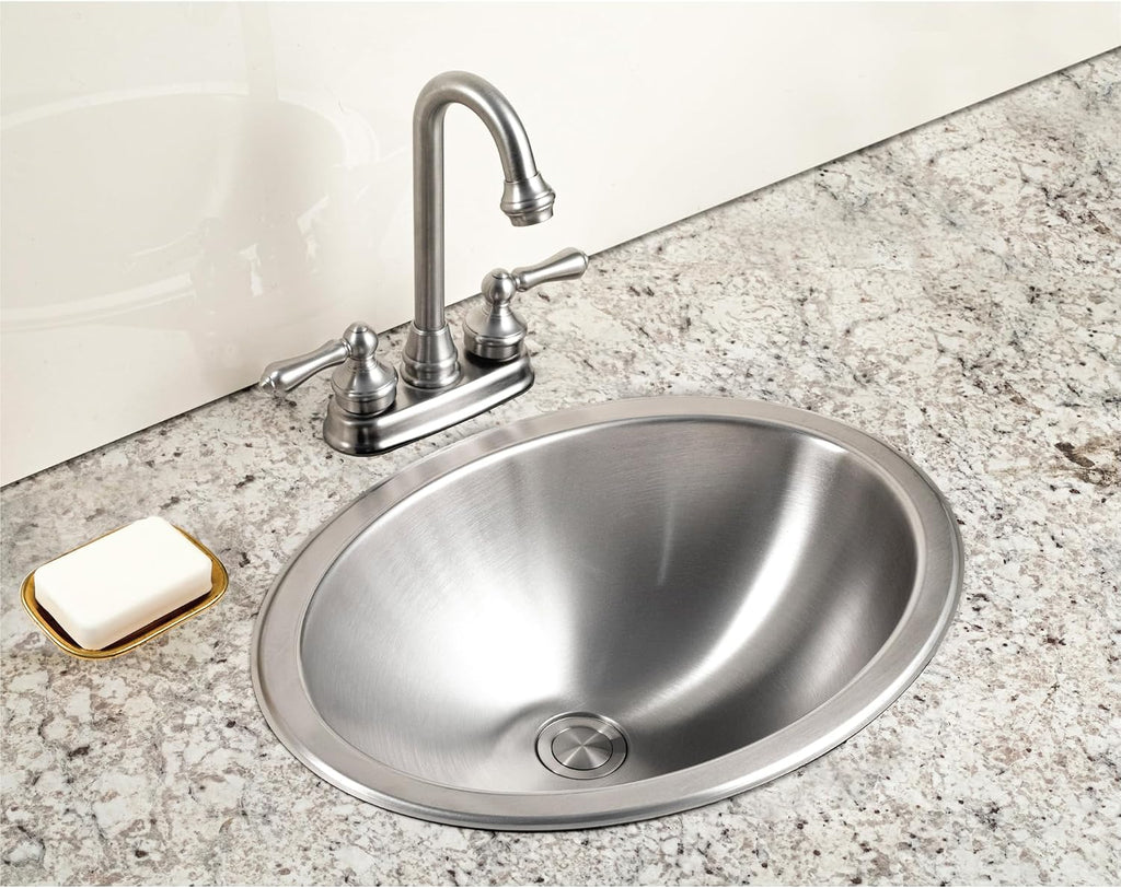 Houzer Opus Stainless Steel Bathroom Sink - 18 inch Undermount Oval Bowl Bathroom Sink without Overflow, Durable & Versatile, Essential for Home & Apartment, Nested 10-Pack - CH-1800-10