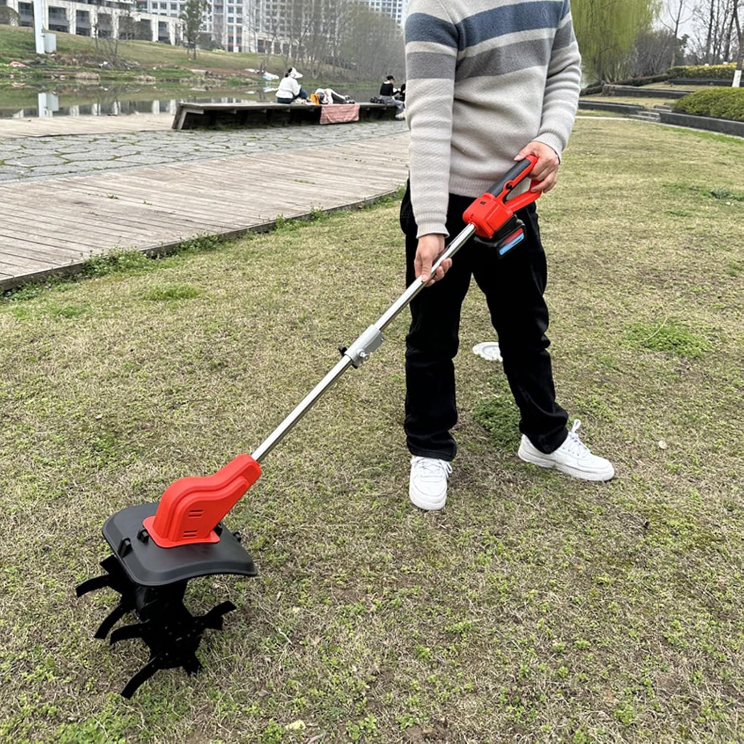 Electric Tiller Cultivator Electric Garden Rototiller Gardening Machine and Equipment for Lawn, Yard, and Grass