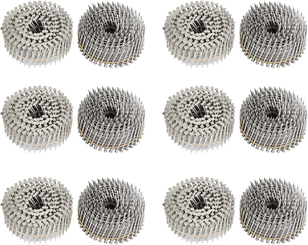 3600 Count 2in 15 Degree Coils 0.09in Ring Handle 304 Stainless Steel Wall Nail for Cement Board Siding