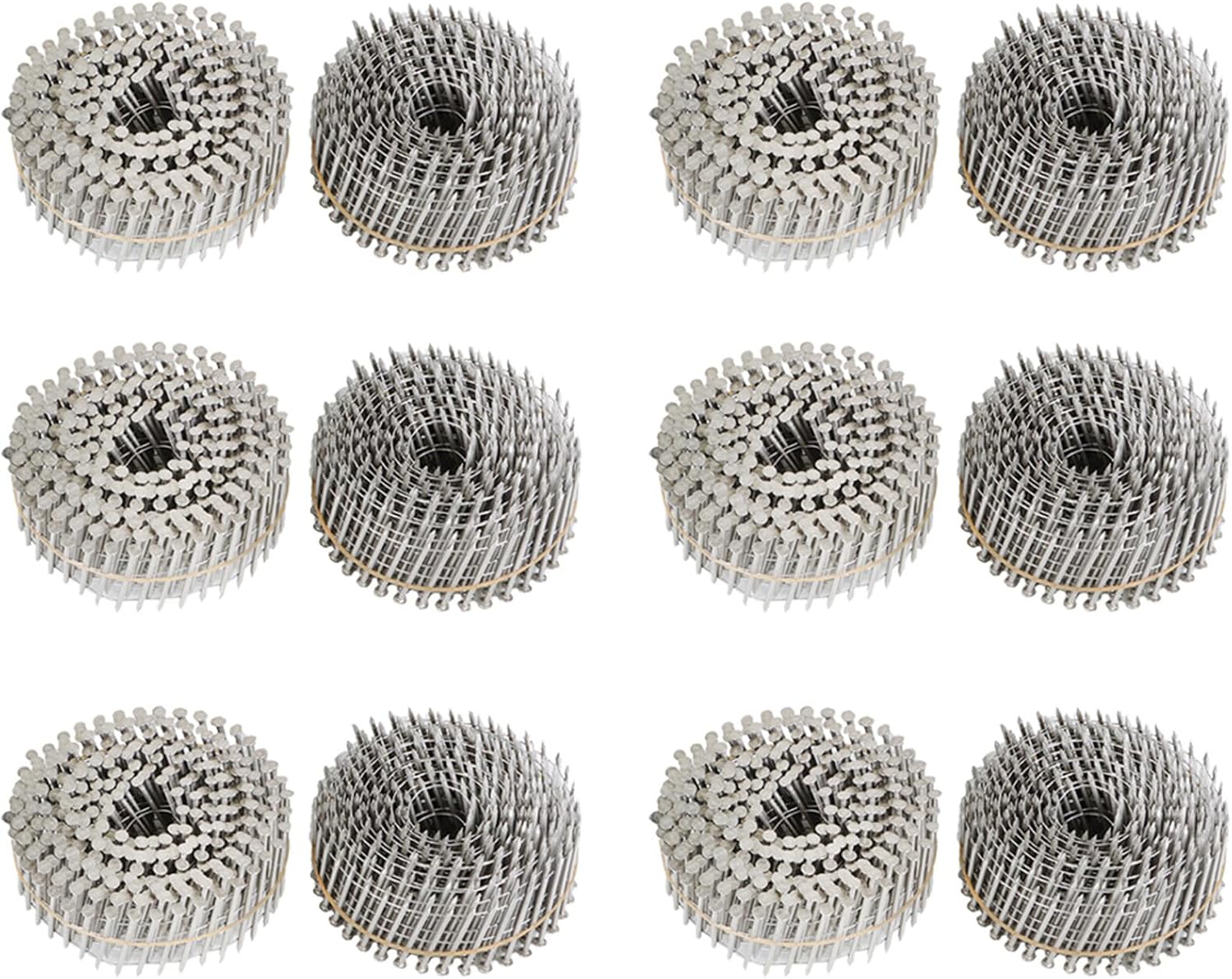 3600 Count 2in 15 Degree Coils 0.09in Ring Handle 304 Stainless Steel Wall Nail for Cement Board Siding
