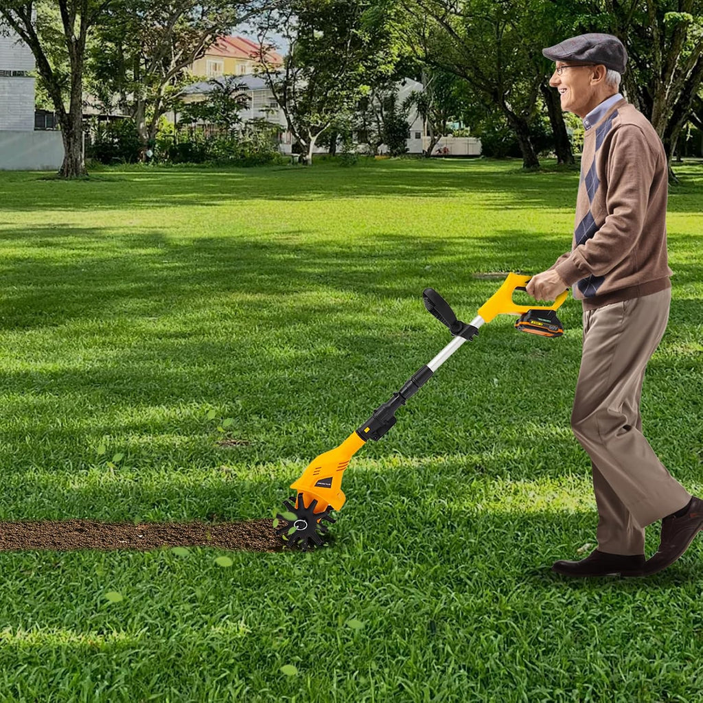 Cordless Electric Tiller for Gardening, 250RPM Rototiller Cordless Cultivator, for Plowing, Turning, Ditching, Weeding, and So On