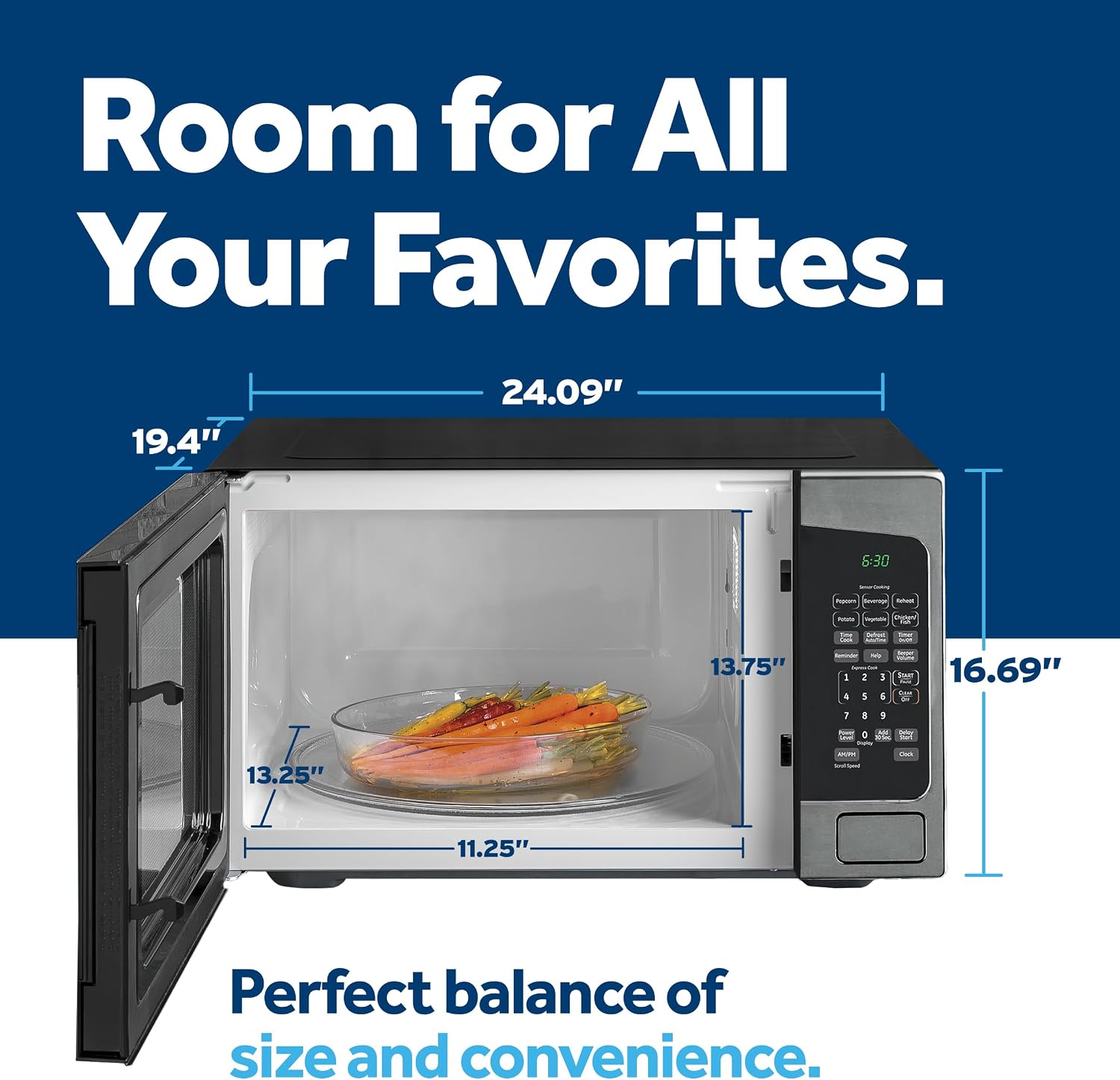 GE Countertop Microwave Oven, 1,200-watt Capacity, 2.0 Cubic Ft., 8 Auto Setting Cooking Settings, Child-Lock Technology, Kitchen Essentials for the Countertop, Dorm Room or Apartment, Black
