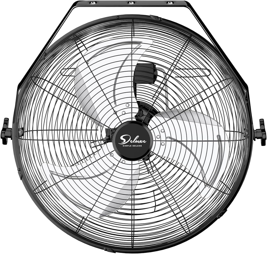 Simple Deluxe 18 Inch Industrial Wall Mount Fan, 3 Speed Commercial Ventilation Metal Fan for Warehouse, Greenhouse, Workshop, Patio, Factory and Basement - High Velocity
