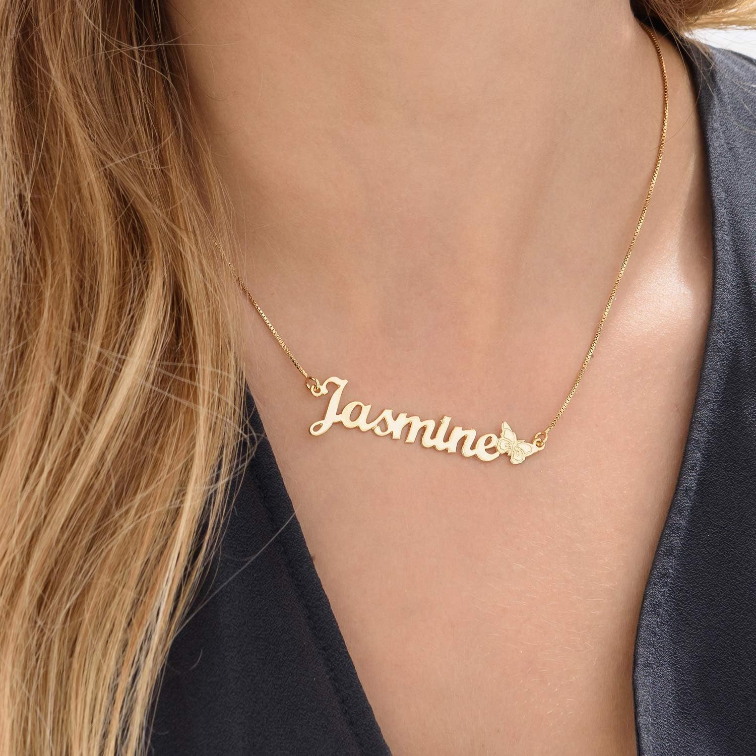 Theo Grace Personalized Name Necklace for Women – Choose Your Style - Custom Nameplate Pendant in Sterling Silver/Gold – Dainty Minimalist Jewelry Gift for Mom, Girlfriend, Birthday, Mother's Day