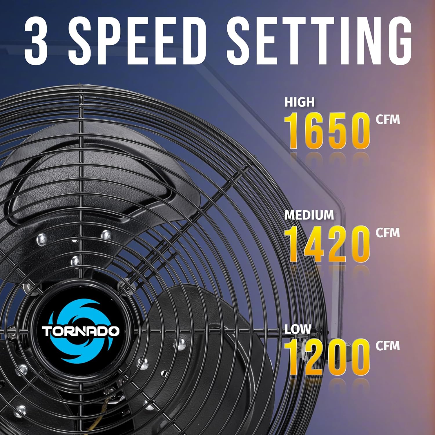 Tornado 2 Pack 12 Inch Outdoor Rated IPX4 Water-Resistant High Velocity Metal Industrial Wall Mount Fan For Commercial, Industrial, Residential, TEAO Motor 3 Speed 1650 CFM, cETL Safety Listed