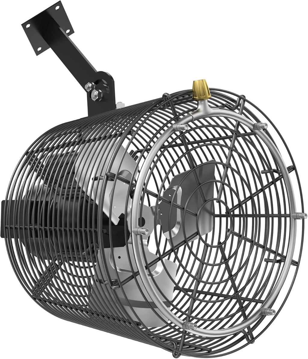 Greenhouse Air Circulation Fan with Mist and Water Pipe 1/10 HP 115V Ceiling Wall Mount Fan High Speed Circulation for Greenhouse, Warehouse, Patio, Garage 1470CFM, 15000BTU, ETL Listed