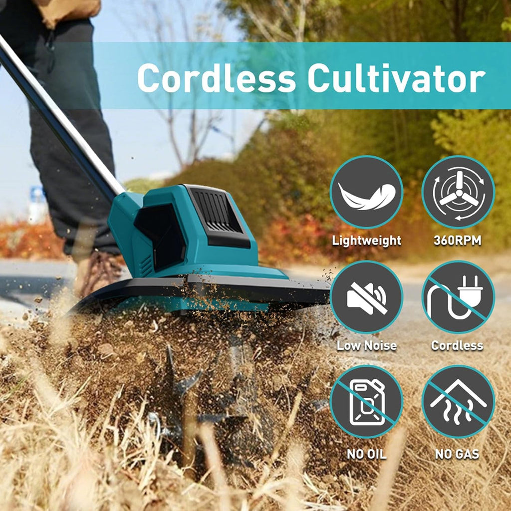 FTVOGUE Cordless Tiller Cultivator Garden Tiller Soil Cultivator for BL1830B BL1840B BL1850B BL1860B BL1815 BL1820 BL1825 Battery