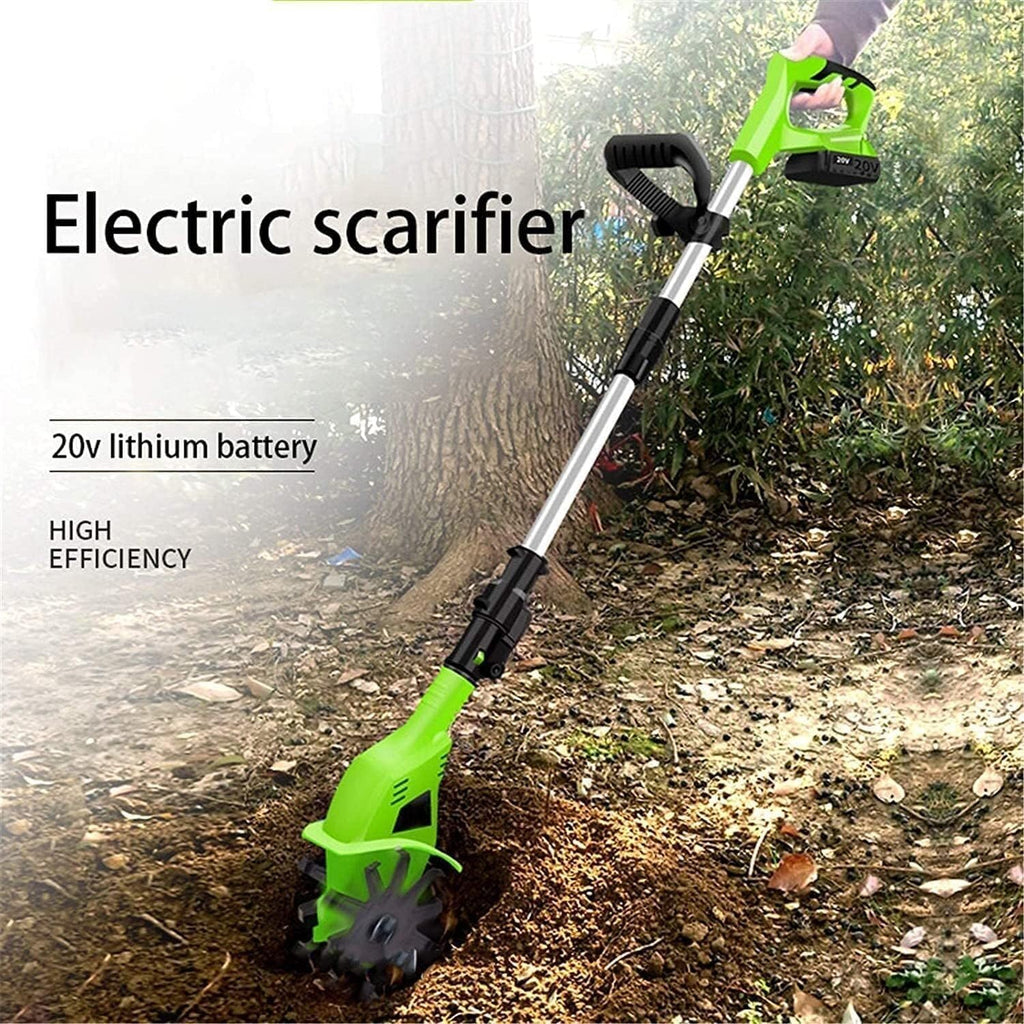 MekUk Garden Tiller & Cultivator Cordless Tiller Cultivator, Working Width 10CM, Tilling Depth 25CM, for Garden, Vegetable Plots, Weed Removal for Garden Care Compacted Soils and Lawn Yard