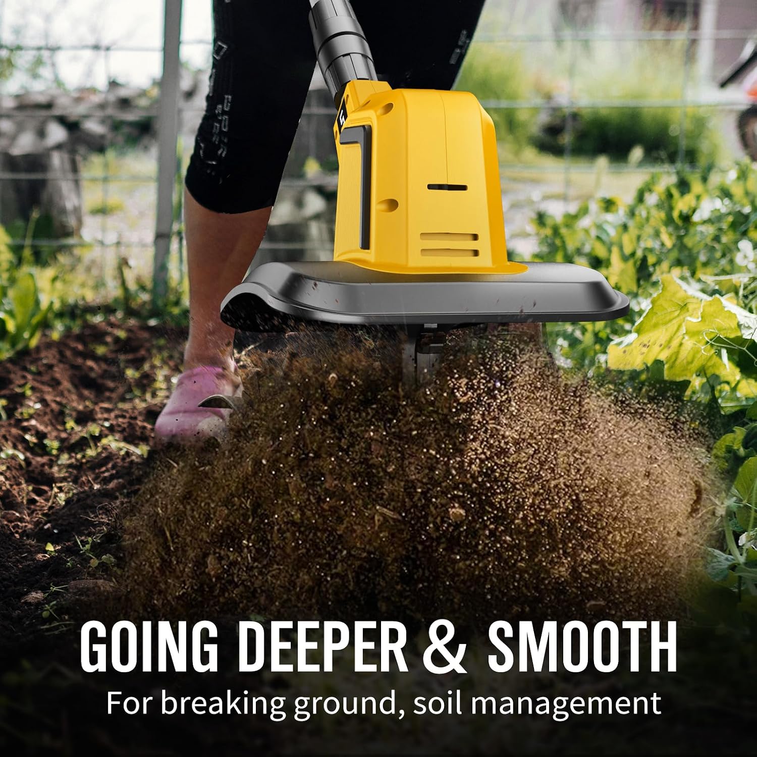 Cordless Tiller Cultivator with 2 x 2.0AH Batteries(120Minutes Use) & 1.5A Fast Charger, 540RPM High Power Electric Garden Tiller Battery Powered Rototiller with 10In Tilling Width & 7In Depth