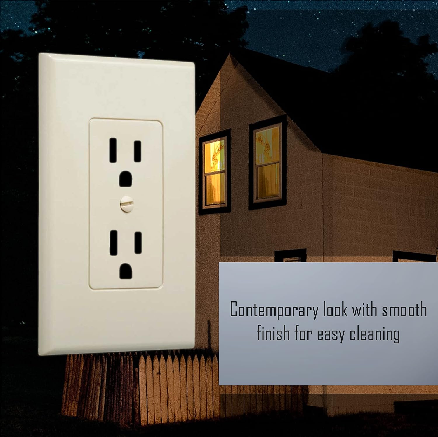 TayMac MW2500I MASQUE 1-Gang Decorator Electrical Outlet Cover Wall Plate, Replaces Old and Discolored Wall Plate for Electrical Outlet, Home Improvement Essentials, Ivory Polycarbonate (Pack of 50)