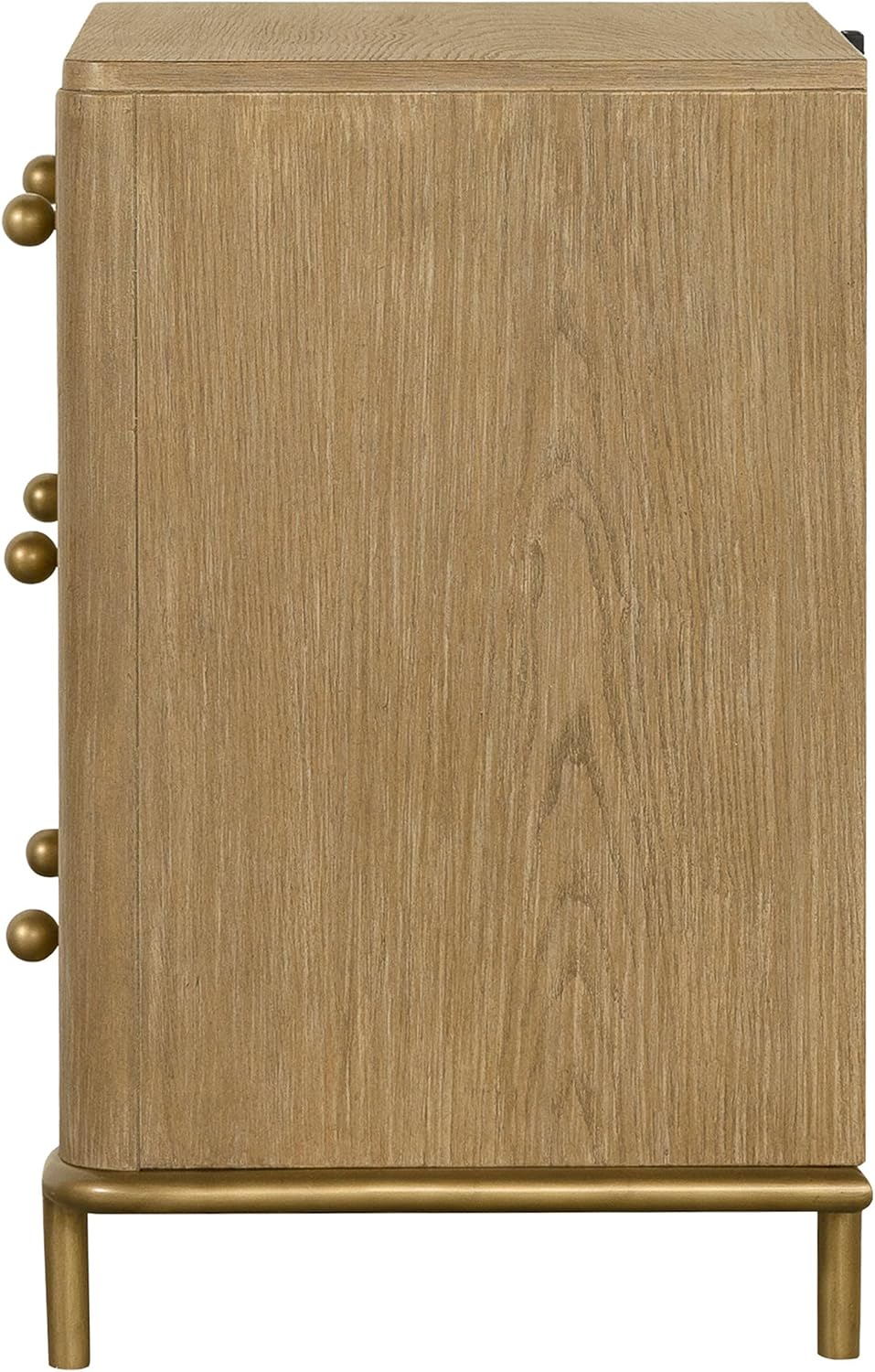 Coaster Home Furnishings - Arini - Wood - 3-Drawer Nightstand with Dual USB Ports, Felt-Lined Top Drawer, Aged Brass Round Knobs and Metal Base - Bedroom - Sand Wash - 224302