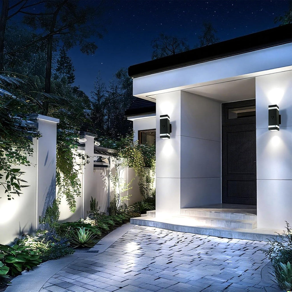 iYogaled Motion Sensor Outdoor Wall Lights with 3 Lighting Modes, Dusk to Dawn Porch Light with Bulbs Include, IP65 Waterproof Modern Black Wall Sconce for Patio, Garage, Front Door