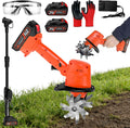 21V Cordless Mini Tiller Cultivator, 400RPM Cultivators for Gardening & Composting with 48 Steel Tines&Dual Batteries,9'Tilling Width and 6.7'Depth Garden Weeders and Cultivators (Weeder-2 batteries)