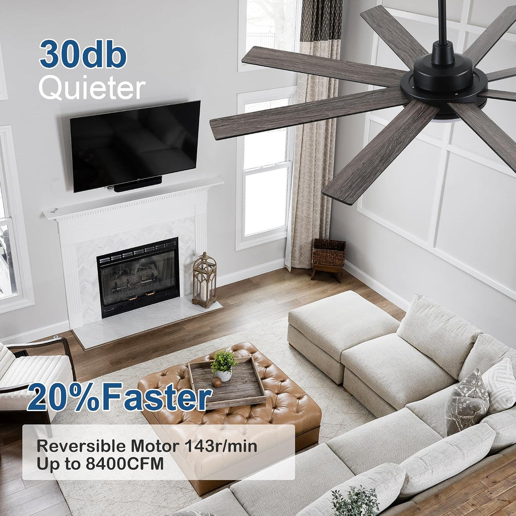 Ceiling Fans with Lights and Remote - 62 Inch Black Modern Ceiling Fan with Light for Bedroom Living Room Kitchen Indoor - 6 Speed Reversible DC Motor Timer 3 CCT Dimmable