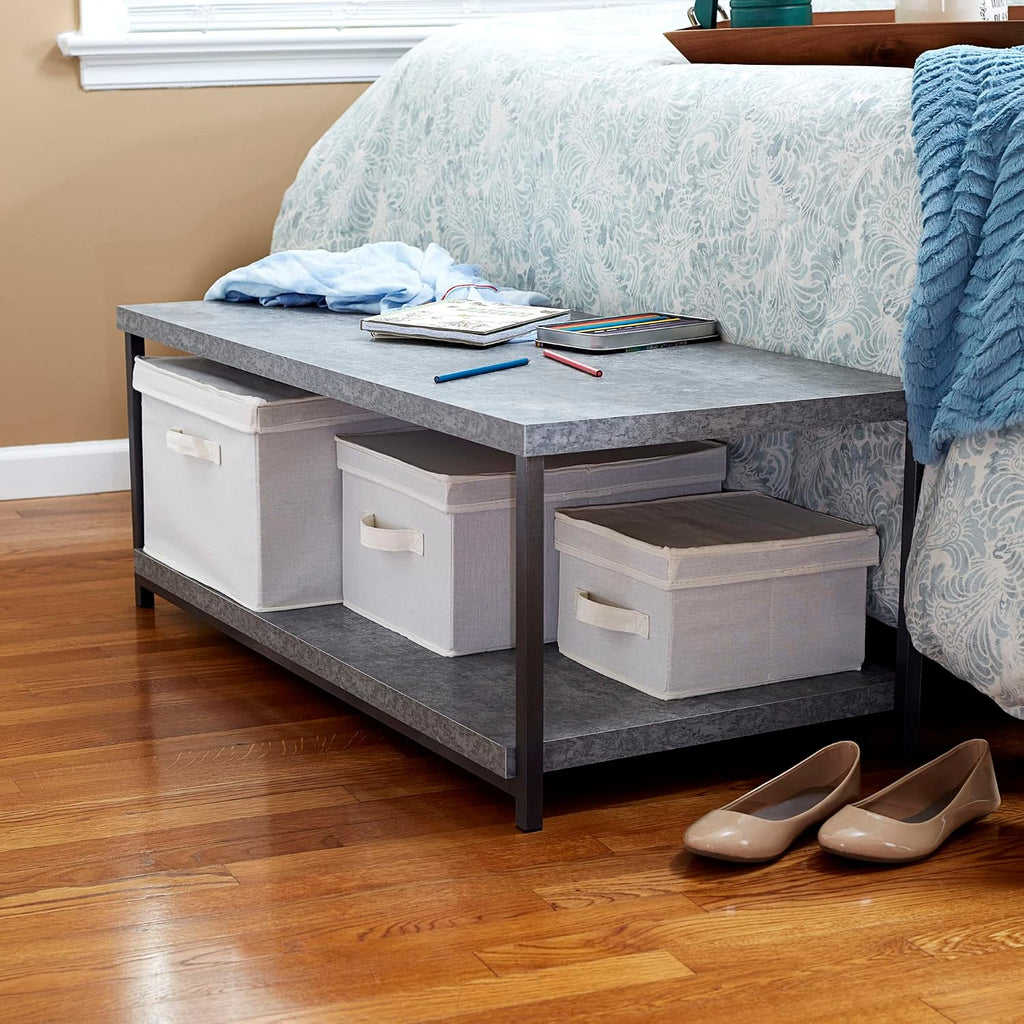 Household Essentials Slate Concrete Top Coffee Table with Iron Base