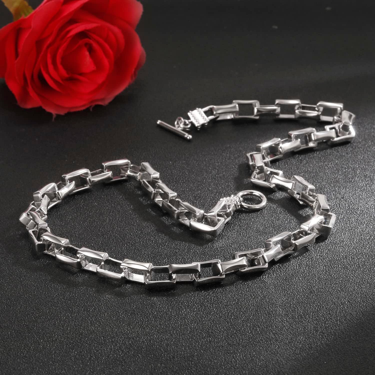 Dankadi Men Solid 925 Sterling Silver Cable Rolo Link Chain Necklace Women 9MM &10MM-Curb Cuban Chain Thick Big Choker 18' 20' 22' 24' 26 '28' 30' Fine Jewelry Gift