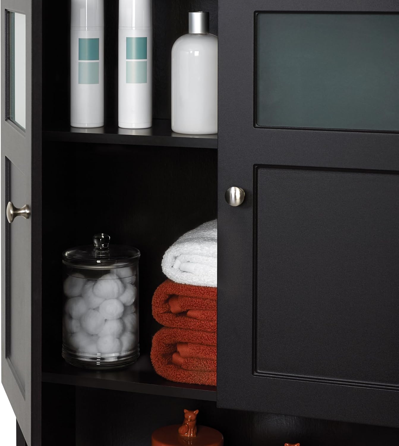 Zenna Home Over-the-Toilet Spacesaver, Bath Storage Shelves with Glass Doors, Espresso