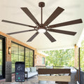 Large Ceiling Fans with Lights: Modern 72 Inch 8 Blade Outdoor Ceiling Fan with Remote APP Control - Dimmable Brown Big Fan light Indoor Reversible 6 Speed Quiet DC Motor