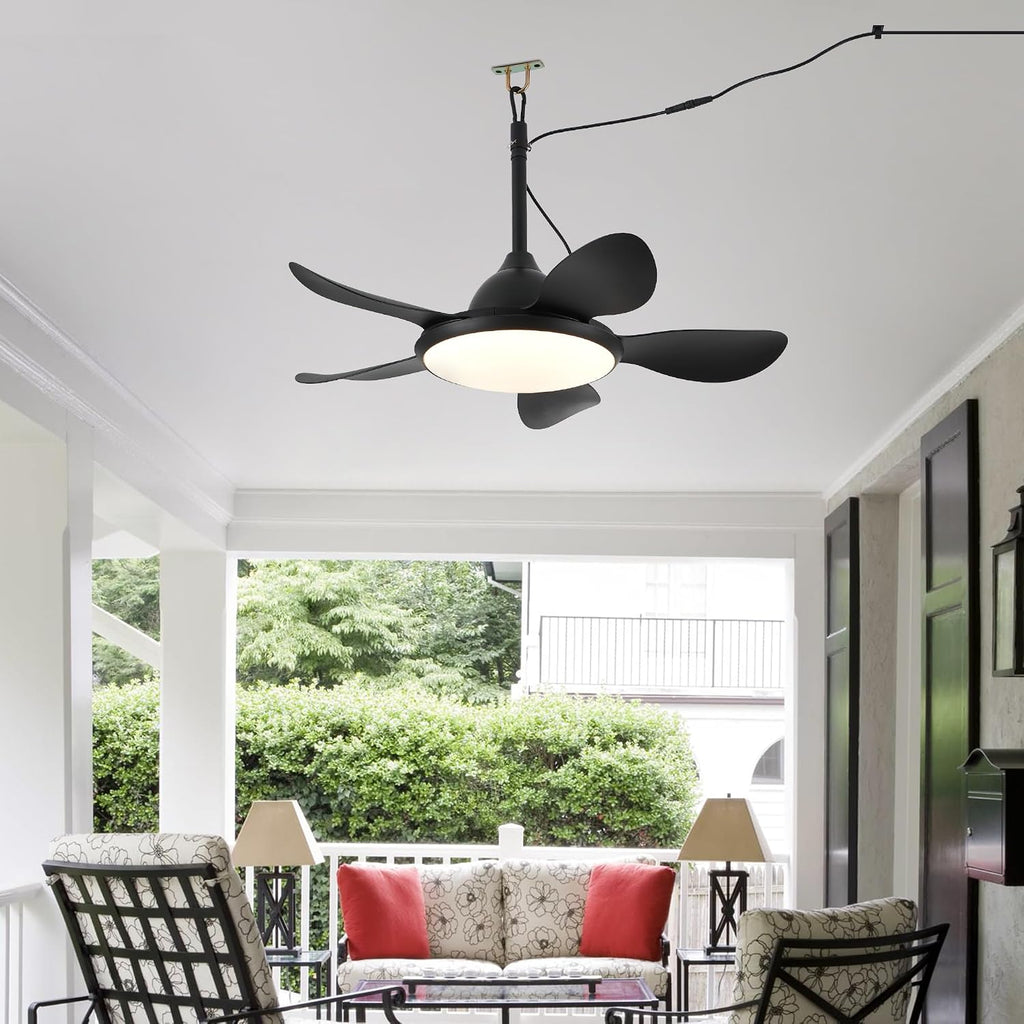 NORFOLK Ceiling Fan with Lights, 36'' Outdoor Waterproof Plug in IP65 Gazebo Fan, Wet Rated LED 3 Color Lighting with Remote, Easy Hanging with Hook for Indoor, Patios, Pergola, Garage, Deck, Coastal
