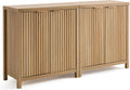 OAKHAM HOME Oxford Storage Cabinet Fluted Sideboard Buffet with Adjustable Shelves, Modern Accent Console Set of 2 (Golden Oak)