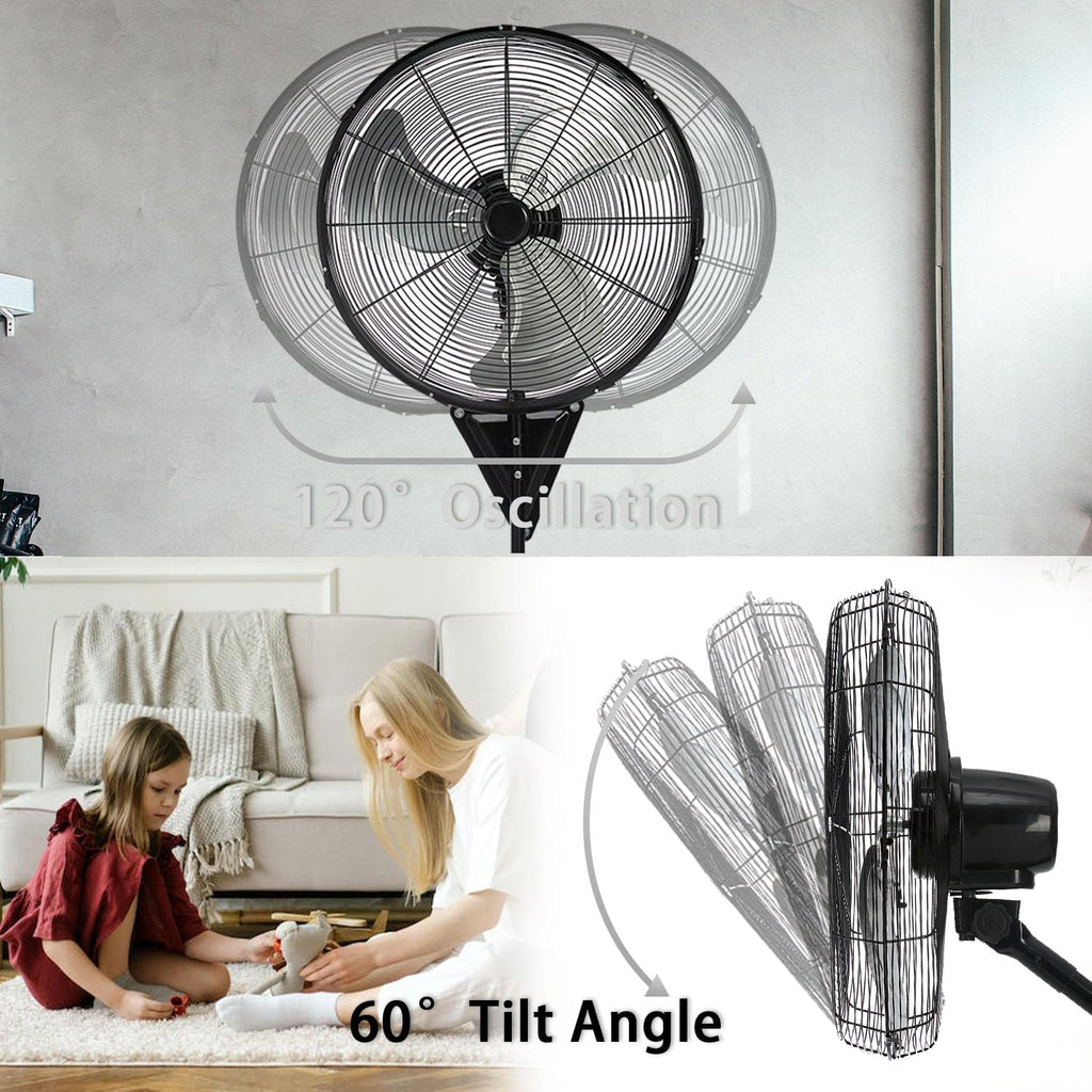 2 Pack 20' Wall Mount Fan, 7100CFM Heavy Duty Wall Fan with 3-Speed & Adjustable Tilt, High Velocity Industrial Oscillating Fans for Garage, Factory, Patio, Porch, Shop & Commercial Use - ETL Listed