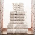 SUPERIOR Egyptian Cotton Ultra Plush & Absorbent, 10 Piece Set, Stone | Quick Dry, Soft Luxury Towel Set, Bath Essentials, Guest Bath, Spa, 2 Bath, 4 Hand, 4 Face Towels, Madeline Towels