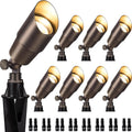 SUNVIE Solid Brass Low Voltage Landscape Spotlights 12V Heavy Duty LED Landscape Lighting Waterproof Outdoor Spotlight for Garden Yard, Classic Outdoor Spot Lights Without Bulb, 8 Pack, Bronze