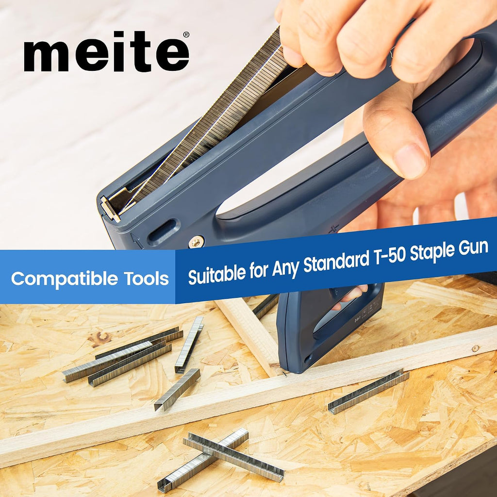 meite T50 Heavy Duty Staples Marine, 3/8 Inch 304 Stainless Steel Staples for Staple Gun, 20 Gauge 3/8 Inch Crown Upholstery Staple for Marine Applications (1 Case)