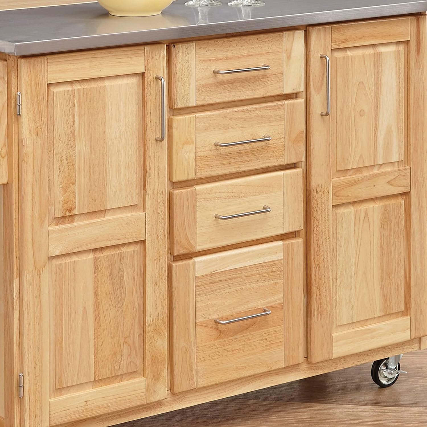 Homestyles General Line Mobile Kitchen Cart with Stainless Steel Top and Drop Leaf
