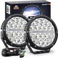 Nilight 7 Inch Round LED Offroad Driving Lights with DRL 2 PCS 90W 9850LM IP68 Spot Flood Combo Work Light w/ 12AWG DT Connector Wiring Harness Kit for 4x4 Truck ATV UTV SUV