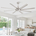 ZMISHIBO 72 Inch Large Ceiling Fan No Light, 8 Aluminum Blades, 6-Speed Remote Control, Industrial Ceiling Fan without Light, Quiet DC Motor, Indoor/Outdoor Ceiling Fans for Patio, Garage, Shop