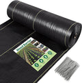 KANAGAWA 6oz Heavy Duty 8ft x 300ft Weed Barrier Fabric - Professional Woven Landscape Ground Cover with 90 Landscape Staples, Superior 6oz Density for Driveway Garden & Yard Greenhouse Gardening