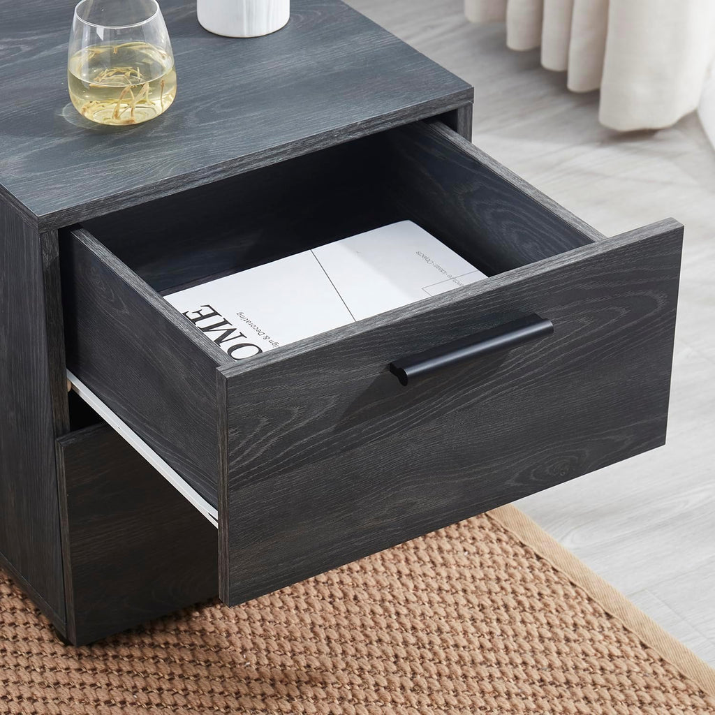 Nestl Night Stand, 2-Drawer Bedside Table for Bedroom Storage, Bedroom Essentials, Wooden Nightstand, Living Room Side Table, Wood End Table, Bedroom Furniture - 2 Piece, Black