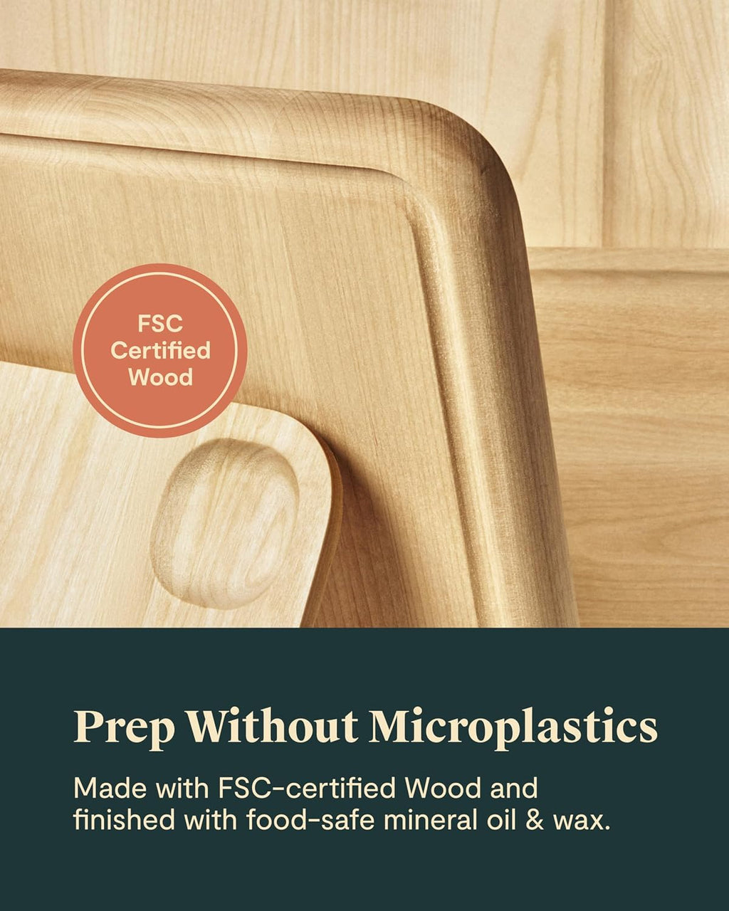 Caraway Cutting Board - Large (17 x 12') - Double Sided Wood Cutting Board - Made From FSC-Certified Wood - Food-Safe Mineral Oil & Wax Finish