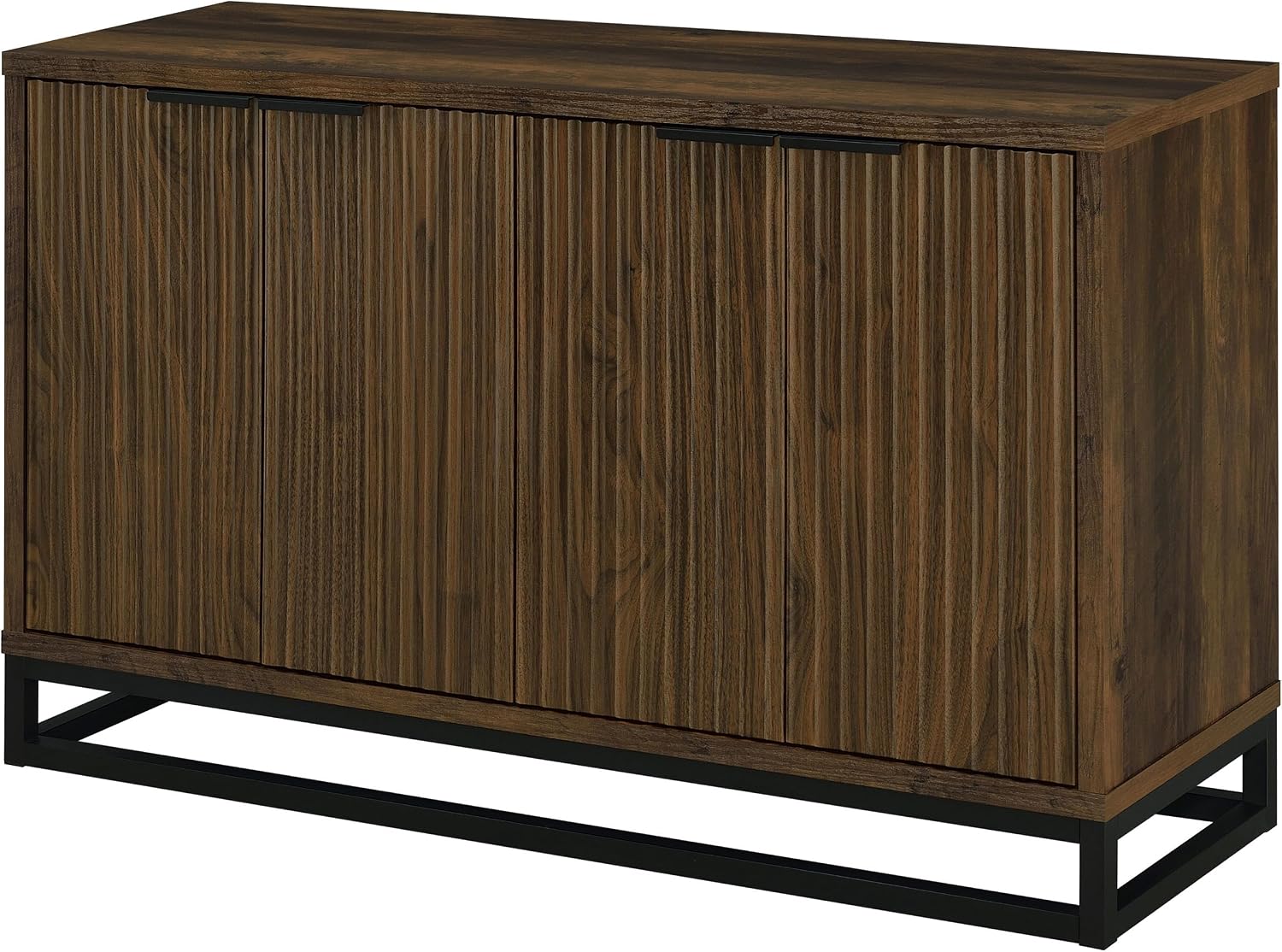 Coaster Home Furnishings - Ryatt - 4-Door Engineered Wood Accent Cabinet with Fluted Design, Two Shelves - Transitional Style - Living Room, Entryway & Home Kitchen - Dark Pine - 950393