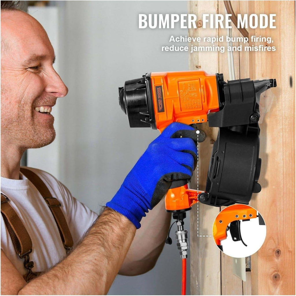 MCN55 Coil Nailer - 15 Degree Pneumatic Nail Gun - 1 to 2-1/4 Inch Coil Siding Nailer - Wood Pallet & Furniture Assembly - High Capacity Magazine